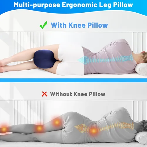 Vista 4 de Almohada de rodilla para dormir de lado, almohada para piernas con funda refrescante, almohada de espuma viscoelástica para piernas para dormir