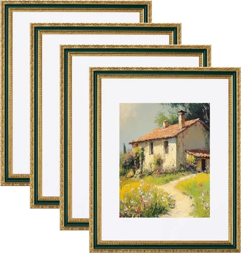 Vista 47 de eletecpro 8x10 Vintage Picture Frame, Glass Cover, Gold, 4-Pack Dorado