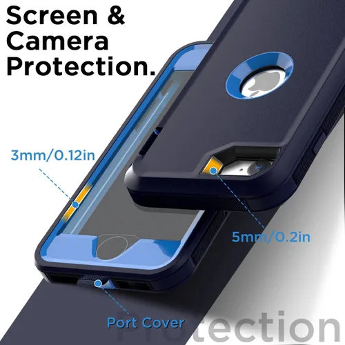 Vista 4 de AICase Funda para iPhone SE Case de 3ª y 2ª Generación, para iPhone SE 2022/2020 Protector de Pantalla Integrado Resistente Protección Antigolpes