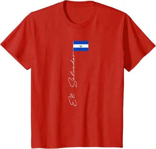 Vista 3 de Camiseta patriótica con bandera de El Salvador, Negro