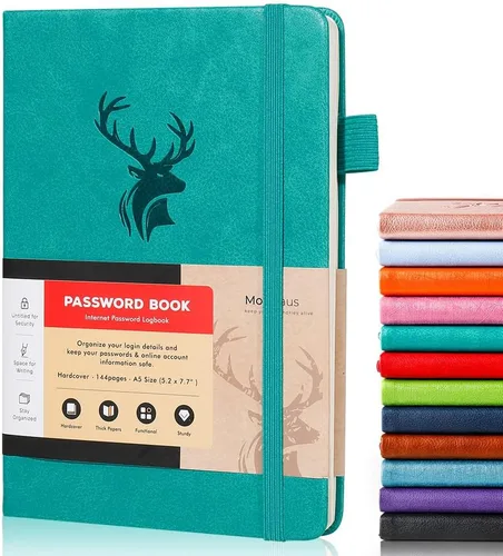 Vista 19 de molekaus Libro de contraseñas con pestañas alfabéticas, pequeño guardián de contraseñas con espacio adicional para cambiar la contraseña. Cuaderno