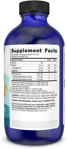 Vista 2 de Nordic Naturals DHA para niños, naranja, 8 onzas para niños, 530 mg de omega-3 con EPA y DHA, desarrollo y función cerebral, sin OMG, 96 porciones