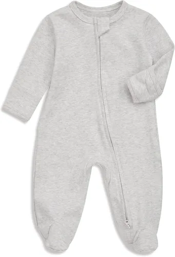 Vista 2 de Aablexema Pijama de bebé con puños de manopla, doble cremallera, ropa de algodón para bebés, pijamas para dormir con pies