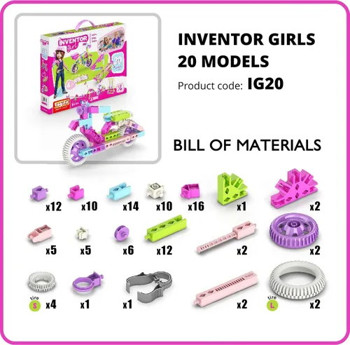 Vista 8 de Engino Inventor Girl 20 Models Construction System, Pink