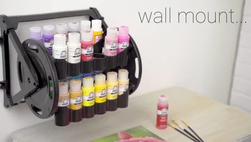Vista 7 de Organizador rotacional Plaid para almacenamiento de pintura acrílica, contenedor de almacenamiento de pintura que guarda 24 botellas estándar de 2