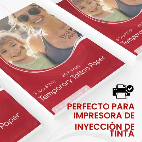 Vista 5 de BubblePop! Papel de tatuaje temporal imprimible para impresora de inyección de tinta, seguro para la piel, resistente al agua, hojas en blanco