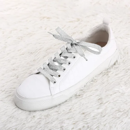 Vista 2 de Allegra K Brillantina Brillante Metálico Brillante Brillante Zapatillas Planas Cordones Zapatos Cordones Cuerdas
