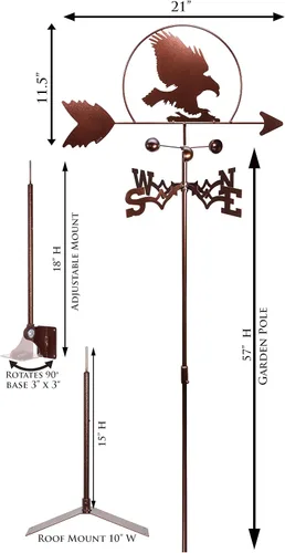 Vista 3 de SWEN Products Veleta Eagle Bald Hawk Bird (montaje ajustable incluido)