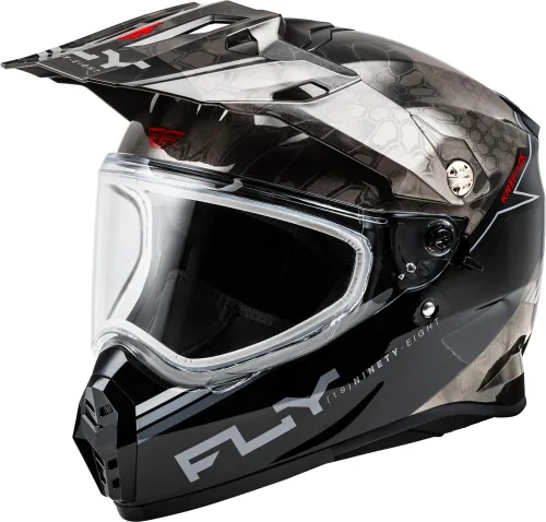 Vista 13 de Fly Racing Trekker Cold Weather MX ATV Off-Road Motorcycle Helmet Pizarra/Negro/Rojo (Dual Shield)
