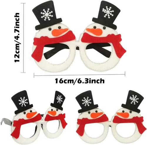 Vista 2 de JAKADYUKS 16 lentes de Navidad, recuerdos de fiesta, adornos colgantes para árbol de Navidad, accesorios de cabina de fotos, decoraciones de fiesta