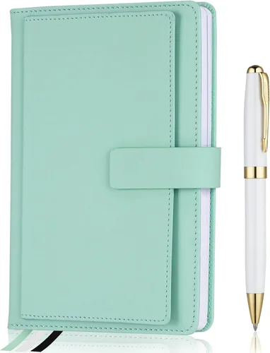 Vista 12 de Cuaderno Ejecutivo con Líneas, 256 Páginas, Rayado Universitario, Tapa Dura de Cuero A5, Bolígrafo Incluido, con Bolsillo para Notas; Cuadernos