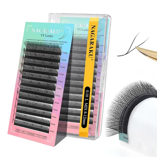 Vista 118 de NAGARAKU YY - Extensiones de pestañas, suministros Y, Lash 4D, Easy Fan, pestañas cruzadas de volumen ruso, pestañas YY, tejidas a mano, malla