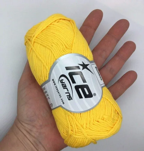 Vista 3 de Hilo de bambú de algodón amarillo, 1.76 oz, 153 yardas, peso #2 (deportivo, fino) - #41444