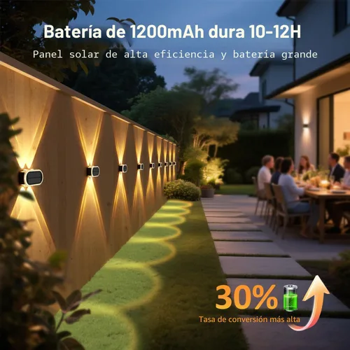 Vista 2 de Luces solares para valla al aire libre: paquete de 2 luces de pared