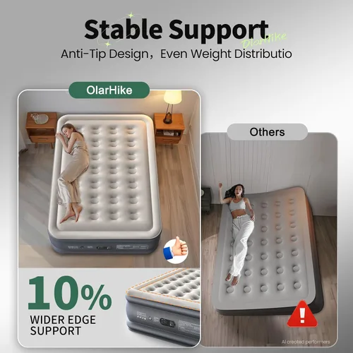 Vista 7 de OlarHike - Colchón de aire matrimonial con bomba integrada, cama inflable