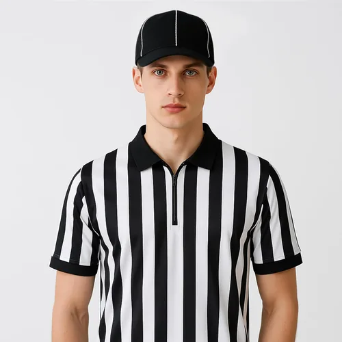 Vista 4 de TOPTIE Referee Hat Black with White Stripe, Adjustable Cotton Cap