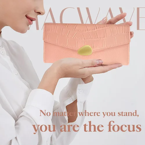 Vista 2 de MACWAVE Carteras para mujer de cuero con bloqueo RFID para mujer, bolso largo de embrague para teléfono, chequera, organizador de múltiples