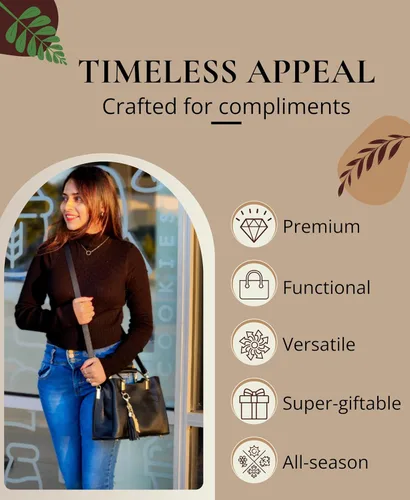 Vista 5 de Bolso bandolera con asa superior para mujer, bolso pequeño de cuero vegano, negro, regalos para mujer, Negro -, Pequeña, Bolso de mano con asa