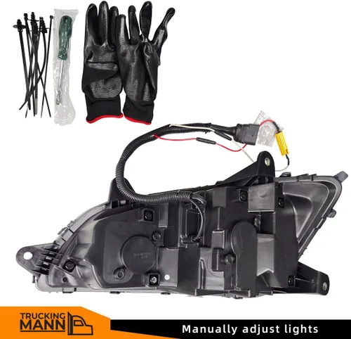 Vista 6 de Conjunto de par de faros delanteros LED completos Blackout para camiones semi Kenworth T660 170 T270 T370 T660 T700 2008-2019 DRL Halo Secuencial