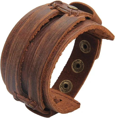 Vista 61 de Jeilwiy Pulseras de cuero punk para hombres, pulseras hechas a mano, brazalete ancho, joyería trenzada, color negro y marrón, ajustable, regalos