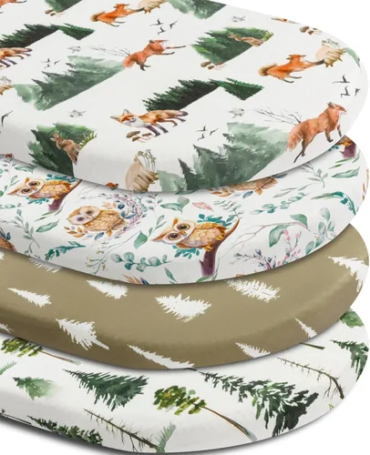 Vista 13 de Juego de 4 sábanas para moisés de madera neutra, unisex, para moisés estándar para bebés, niños o niñas