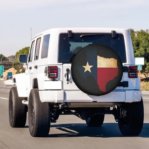 Vista 3 de American Texas State - Cubierta de neumático de repuesto a prueba de polvo, para remolque, RV, SUV y muchos vehículos, 14 pulgadas Estado de Texas