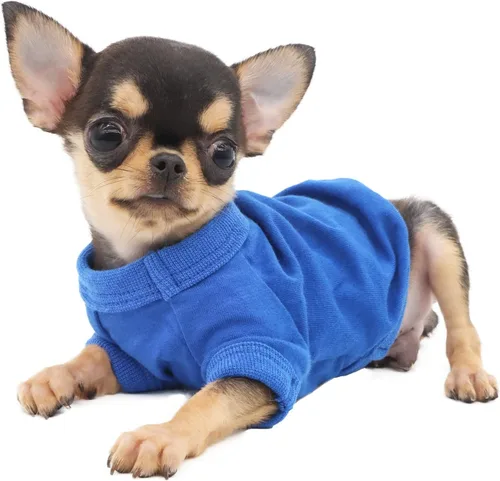 Vista 2 de LOPHIPETS Camiseta de perro 100% algodón para perros pequeños Taza de té Chihuahua Yorkie Ropa para cachorros - Azul/XXS