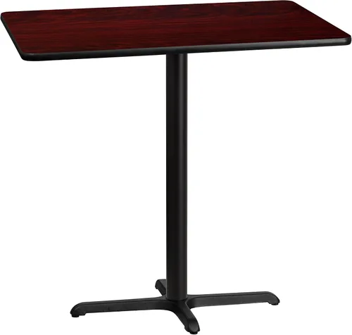 Vista 3 de Flash Furniture Mesa rectangular laminada negra de 30 x 42 pulgadas con base de mesa de altura de barra de 23.5 x 29.5 pulgadas Altura