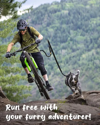 Vista 2 de Correa de bicicleta para perros – Accesorio de bicicleta manos libres para perros, absorción de golpes segura, longitud ajustable, fácil de instalar