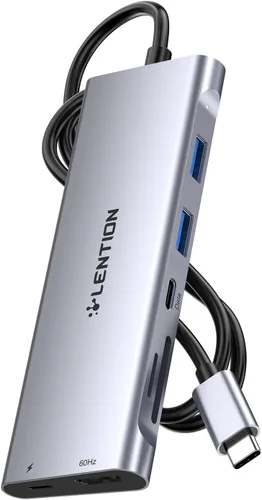 Vista 15 de LENTION 5-in-1 USB-C Hub, 4 USB3.0, 60W Charging, Multiport Adapter Oro Rosa