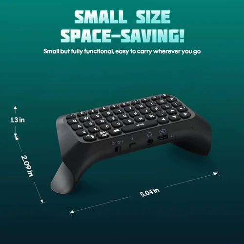 Vista 7 de TiMOVO Green Backlight Keyboard for PS5 Controller, Wireless Bluetooth Keypad Chatpad for Playstation 5 Controller, Mini Game Keyboard Built-in