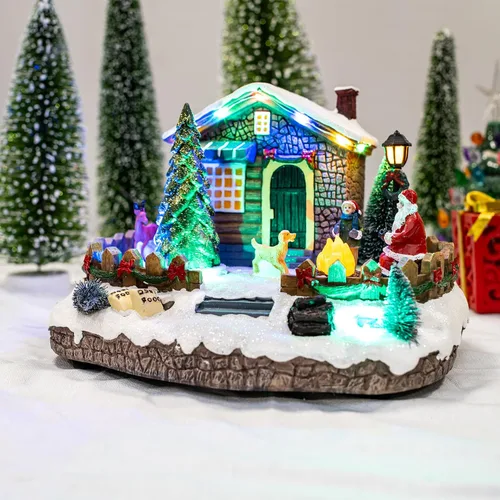 Vista 2 de Pueblo Navideño Animado de Santa en Fuga Accesorios de Casa Navideña Colección Figuritas para Decoraciones y Regalo Movimiento y Sonido