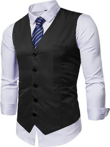 Vista 2 de Chaleco de traje de negocios para hombre, chaleco formal ajustado