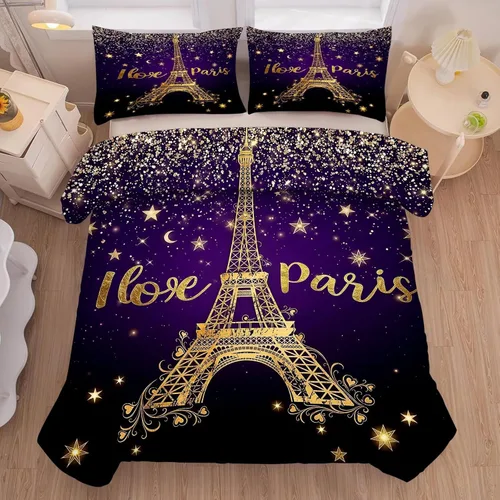 Vista 12 de kxry Lindo juego de edredón de niña negra, juegos de ropa de cama individual de niña afroamericana para niños, bonito edredón de nubes estrelladas