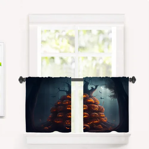 Vista 128 de Cortinas opacas de cocina con pintura al óleo de Europa rosa y negra para ventanas, cenefas opacas modernas de torre Eiffel de poliéster multicapa