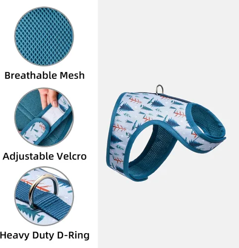 Vista 8 de Mile High Life Arnés para perro, chaleco floral de malla de aire para perros y gatos pequeños de 20 libras, fácil de poner, cierre fácil ajustable