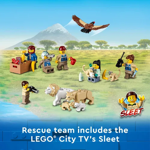 Vista 5 de LEGO City Wildlife Rescue Camp 60307 Kit de construcción; juego de animales; juguete superior para niños de 6 años en adelante; nuevo 2021