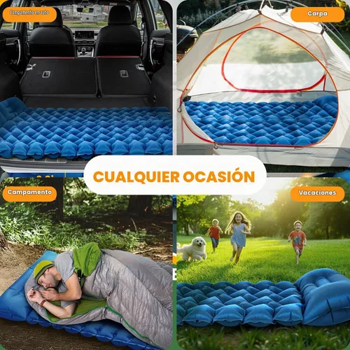 Vista 9 de Colchoneta para dormir, almohadilla de dormir compacta para acampar con almohada bomba de pie integrada, colchoneta inflable para viajes