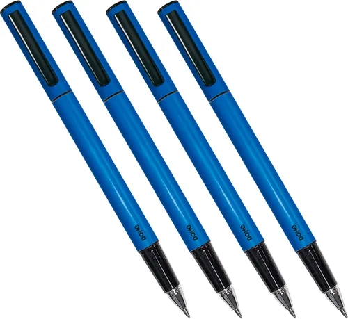 Vista 8 de DOHE - Pack de 4 bolígrafos ELIPSE - Tinta gel azul - Punta fina 0.020 in - Capucha y clip de fijación - Fabricado en aluminio duradero - Morado