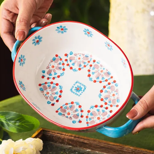 Vista 8 de Cacerola, plato de cerámica para hornear de 7.7 x 6.2 pulgadas, bandeja para lasaña profunda para horno, bandeja para hornear de 28 onzas con asas