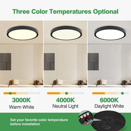 Vista 2 de 4PK - Lámpara LED de techo empotrada de 9 pulgadas, 18 W, 1860 lm, 3000 K/4000 K/6000 K CCT seleccionable, panel plano redondo de bajo perfil