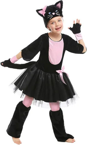 Vista 4 de Cuteshower Disfraz de gato de Halloween para disfraz de animal infantil