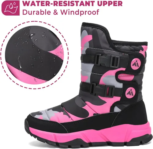 Vista 2 de Mishansha - Botas para la nieve para niño y niña, botas impermeables para el invierno, antideslizantes y cálidas para el clima frío