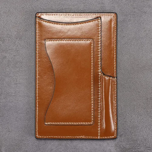 Vista 5 de HISCOW Bloc de notas y cuaderno de bolsillo de cuero italiano, bloc de notas de 3 x 5 con soporte seguro para bolígrafo, organizador de notas marrón