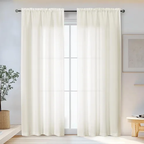Vista 24 de OWENIE Bob Juego de 2 Paneles de Cortinas Negras de Cocina para Ventanas de 36 Pulgadas de Largo, Cortinas Cortas de Café con Textura de Lino