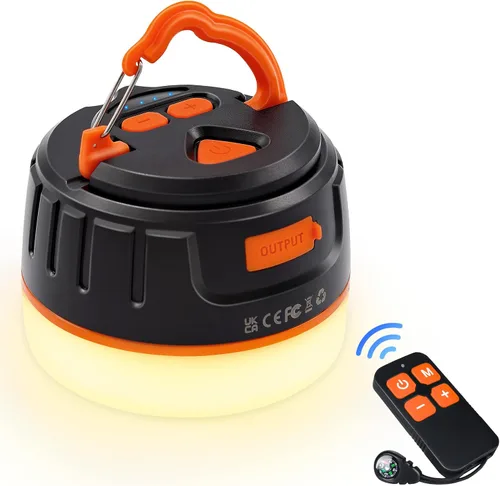 Vista 7 de Sinvitron - Linterna LED para campamento recargable con control remoto - 1000 lúmenes, 150 horas de duración, luz para tienda de campaña, 5200 mAh