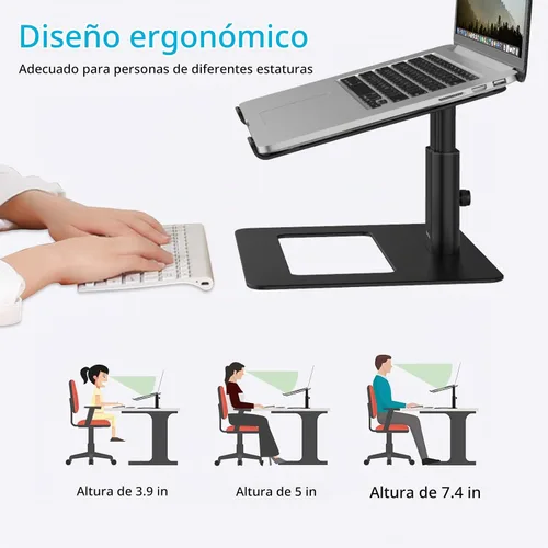 Vista 4 de BoYata Soporte para laptop, elevador de altura ajustable para portátiles de Negro