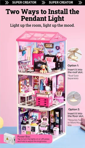 Vista 7 de Rolife Super Creator - Kit de casa de plástico en miniatura, juego de construcción de modelos de micro ladrillos para adultos, juguetes