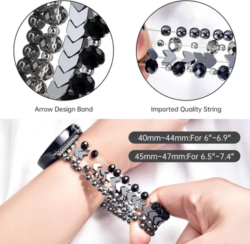 Vista 4 de VISOOM Pulsera de cuentas boho compatible con Samsung Galaxy Watch 8/7/6/5/4 de 40/44mm/Active 2 Watch 4 Classic de 42mm para mujer, pulsera