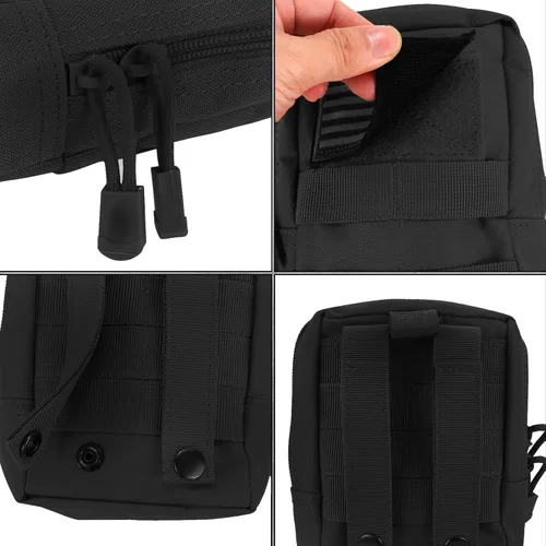 Vista 6 de Paquete de 4 bolsas Molle Tactical Utility EDC Bolsas pequeñas con 4 parches desmontables y 4 clips de anillo en D